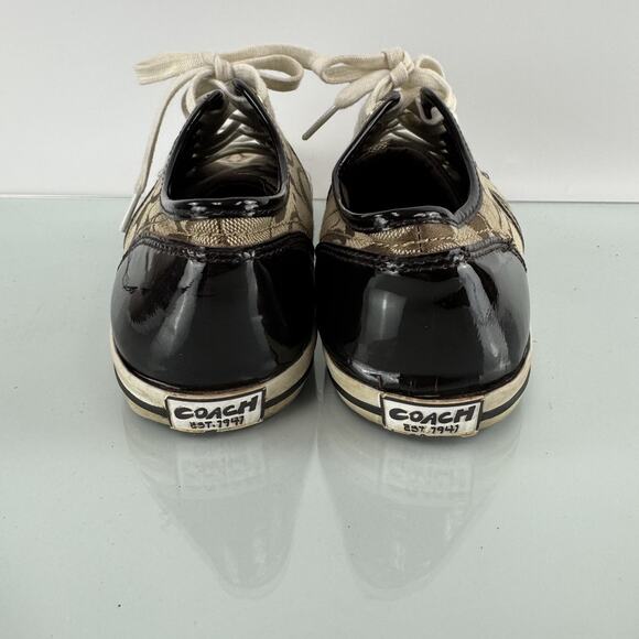 Coach Folly Logo/C Monogram Casual Sneakers Brown Tan Lace Up Women’s Size 9 B - Picture 4 of 9